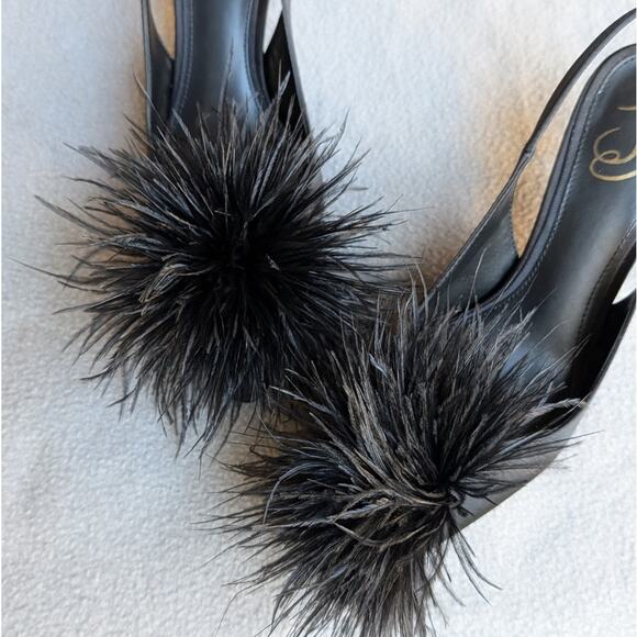 Sam Edelman Black Bianka Feather Pointed Toe Slingback Pump, size 7.5 - Picture 2 of 8